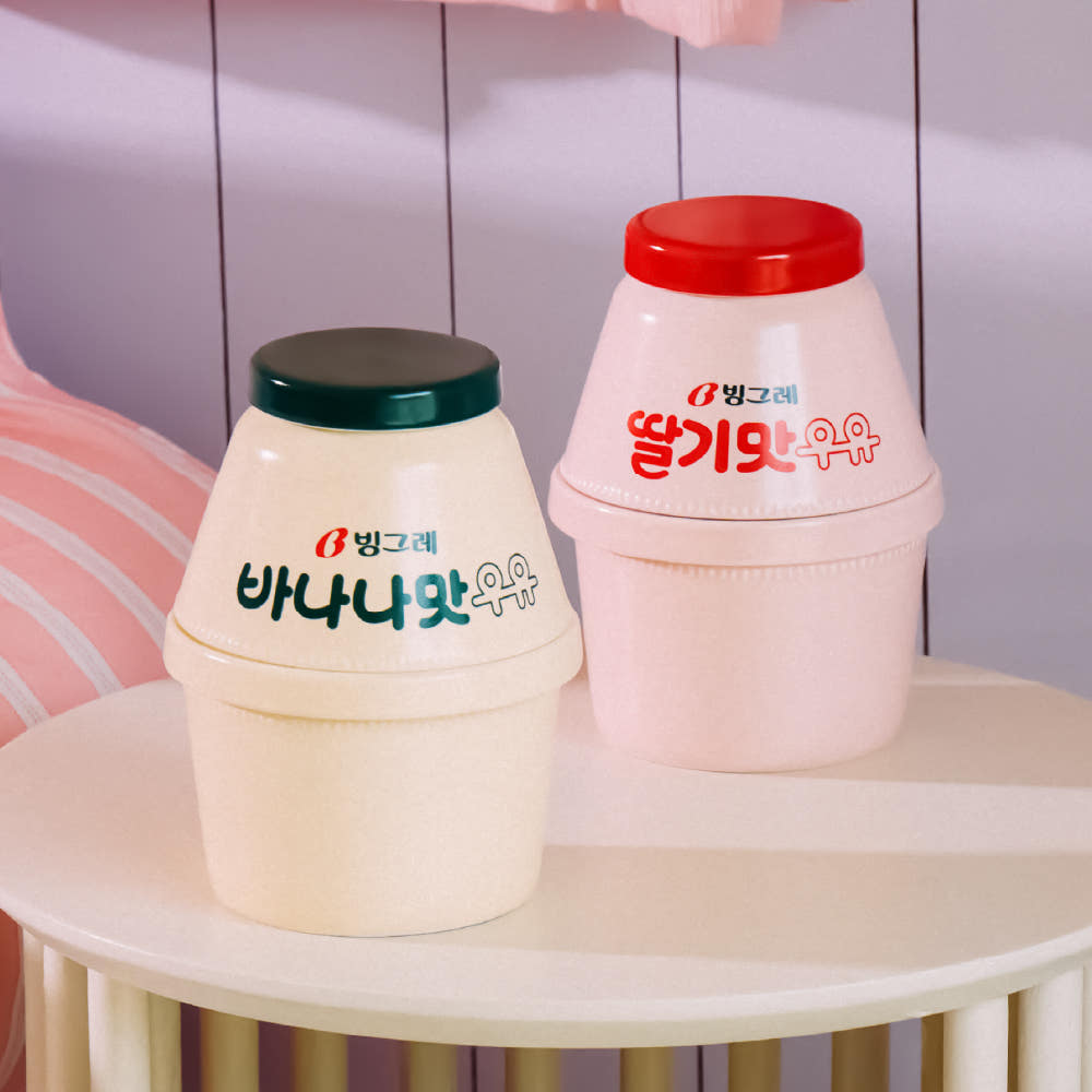 ビングレ バナナ・いちごミルク 食器セット(5P)|1人用|陶磁器|韓国製