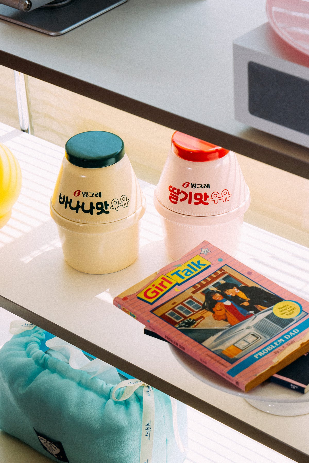 ビングレ バナナ・いちごミルク 食器セット(5P)|1人用|陶磁器|韓国製