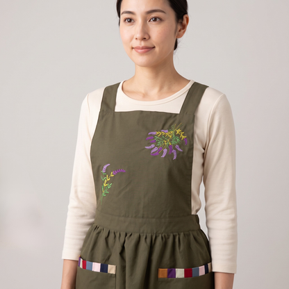 チマチョゴリ風 花刺繍エプロン